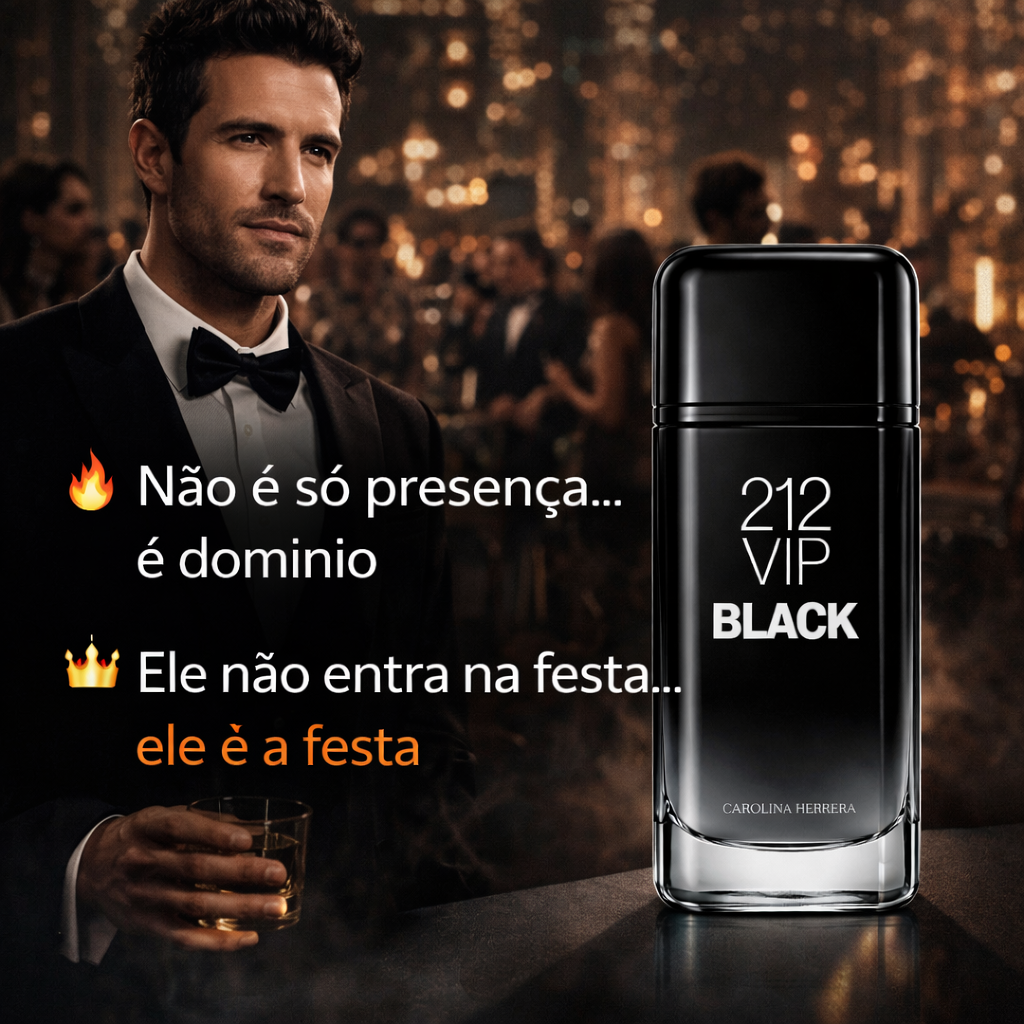 Perfume Carolina Herrera 212 Vip Black 100ml - O perfume da noite, intenso, misterioso e viciante.